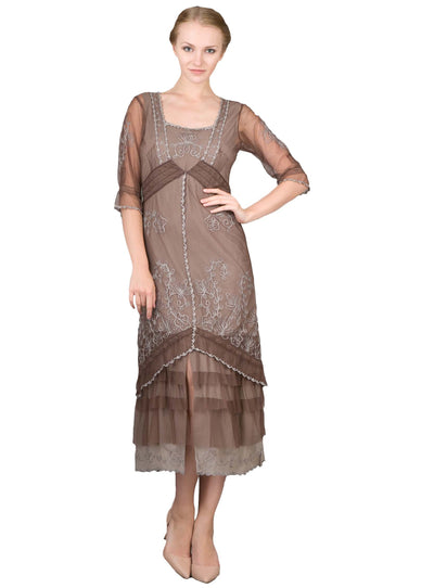 1920s Style Titanic Tea Party Dress in Ash-Chocolate by Nataya