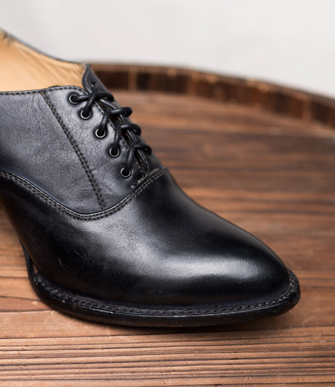 Victorian Style Leather Lace-Up Black Shoes