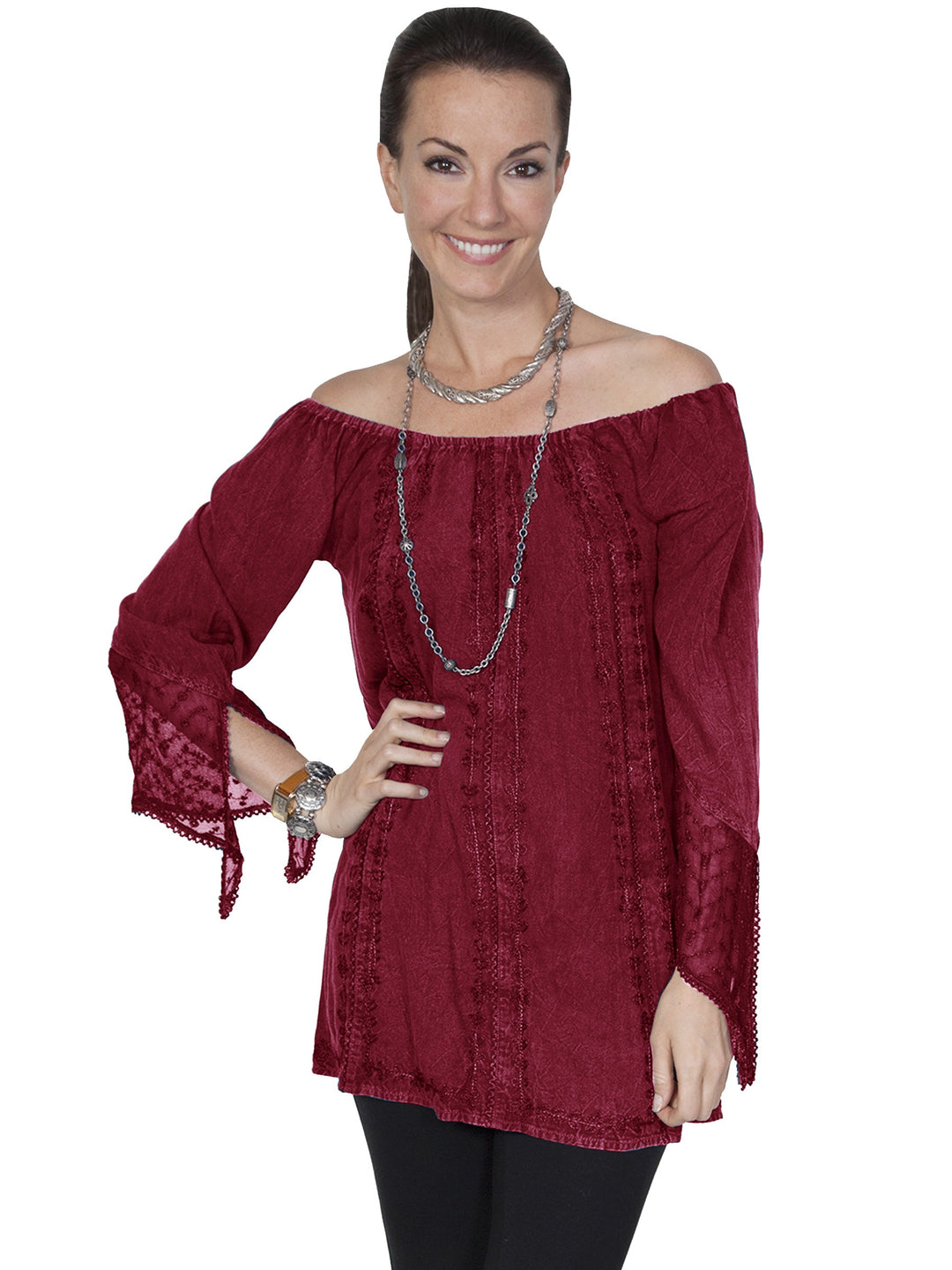 Kansas' Wind Off Shoulder Blouse in Burgundy - SOLD OUT