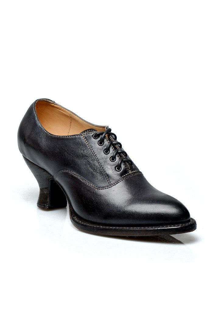 Victorian Style Leather Lace-Up Black Shoes