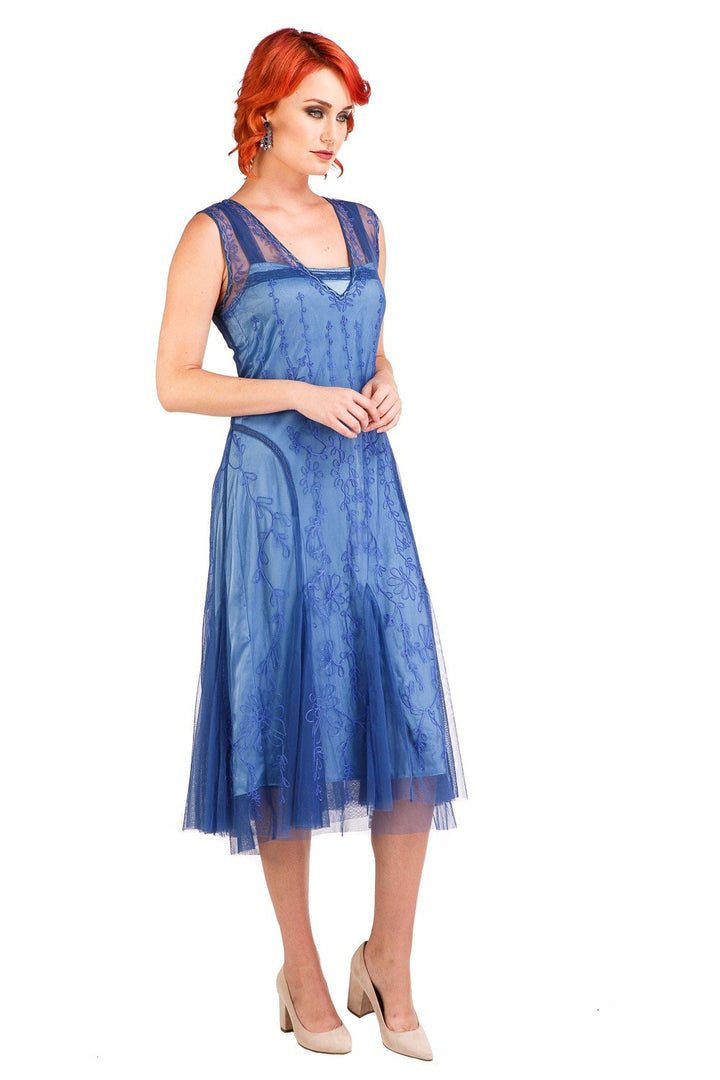 Jackie 1920s Flapper Style Dress in Periwinkle by Nataya