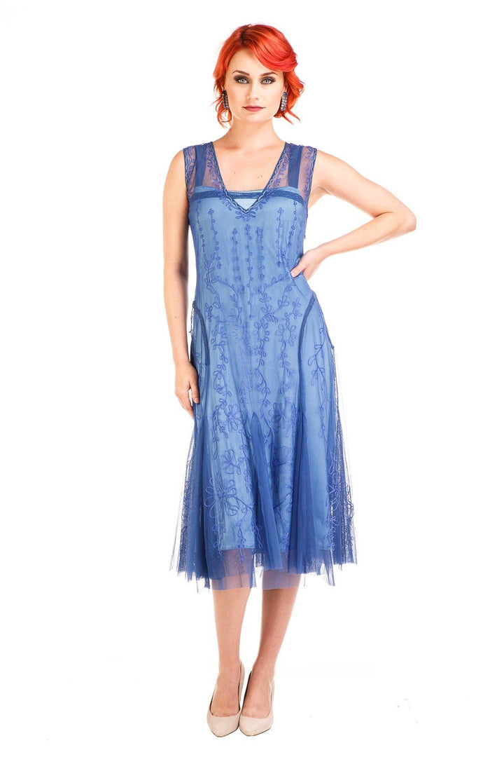 Jackie 1920s Flapper Style Dress in Periwinkle by Nataya