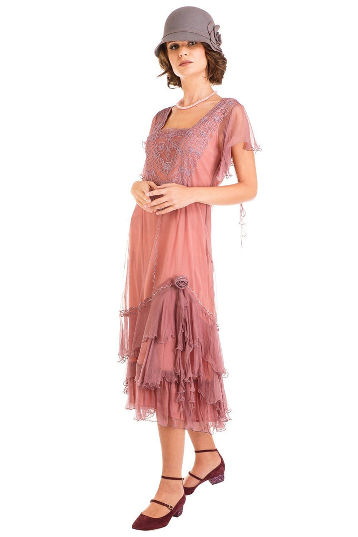 Alexa 1920s Flapper Style Dress AL-283 in Mauve by Nataya