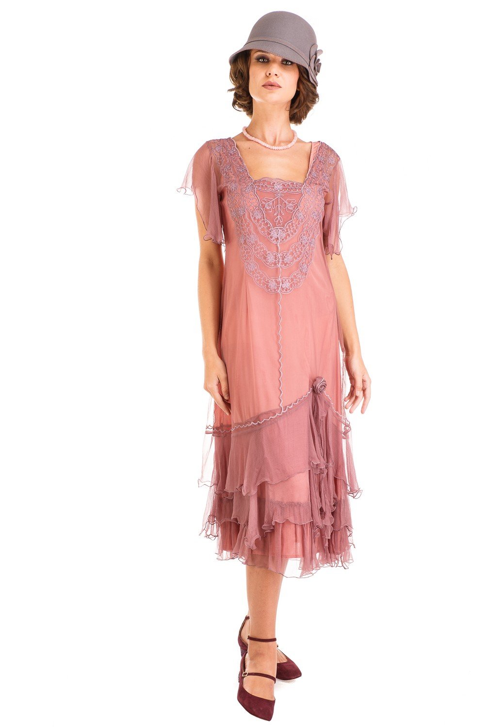 Alexa 1920s Flapper Style Dress AL-283 in Mauve by Nataya