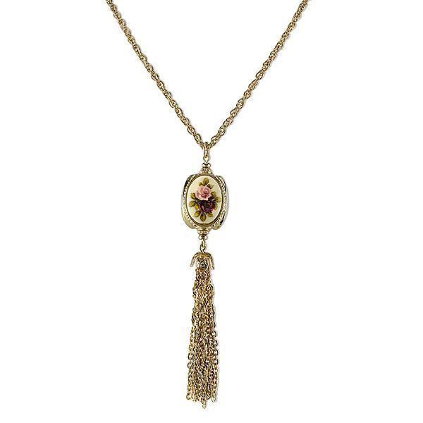 Victorian Inspired 3-sided Stone With Tassels Necklace