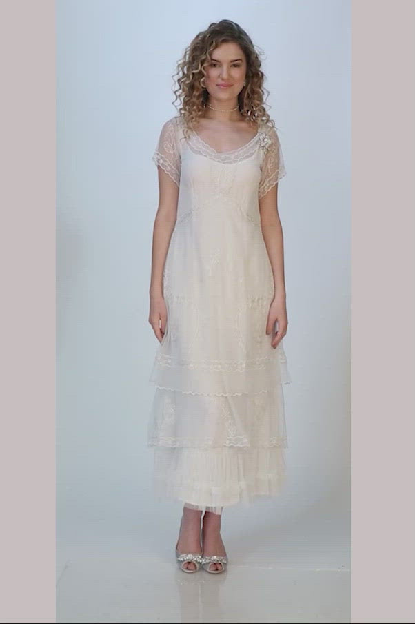 Arrianna CL-169 Vintage Style Party Dress in Ivory by Nataya