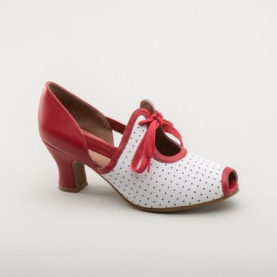 Ginger 1930s Sandals in Red-White - SOLD OUT