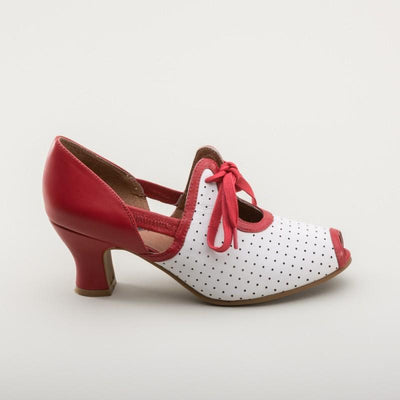 Ginger 1930s Sandals in Red-White - SOLD OUT