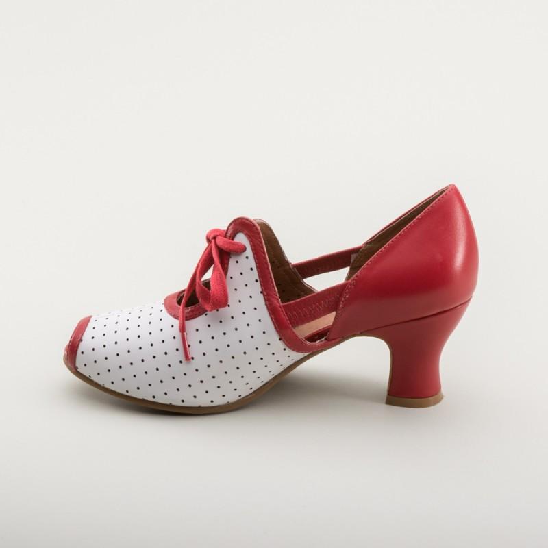 Ginger 1930s Sandals in Red-White - SOLD OUT