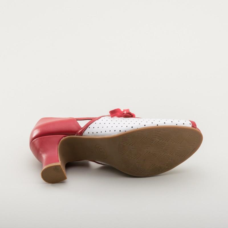 Ginger 1930s Sandals in Red-White - SOLD OUT