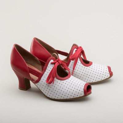 Ginger 1930s Sandals in Red-White - SOLD OUT