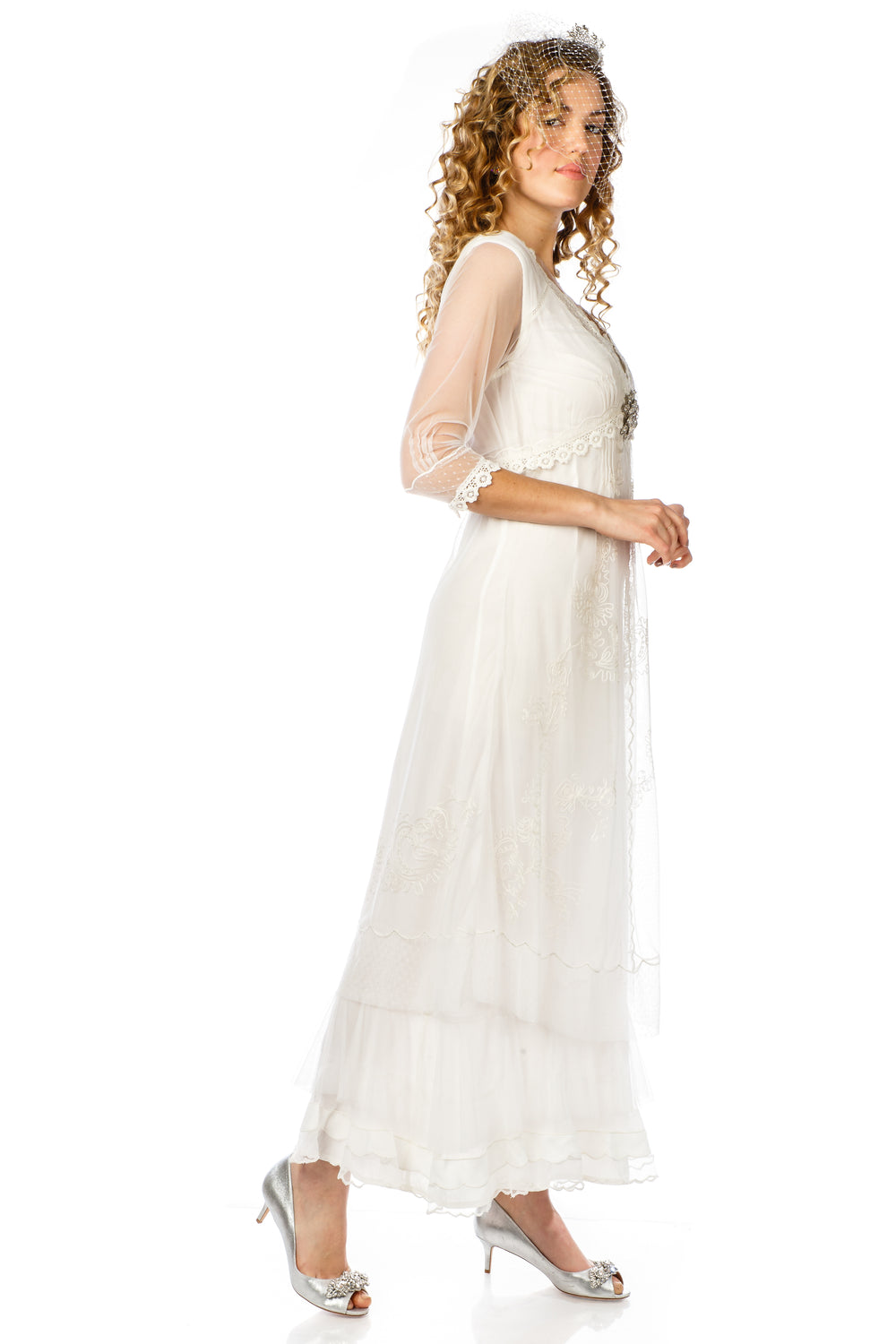 Audrey Vintage Style Party Gown CL-407 in Ivory by Nataya