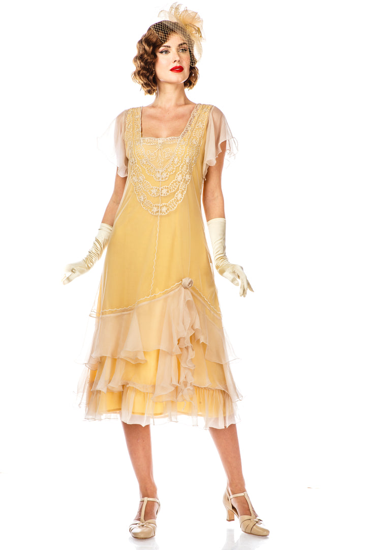 Alexa 1920s Flapper Style Dress AL-283 in Lemon by Nataya