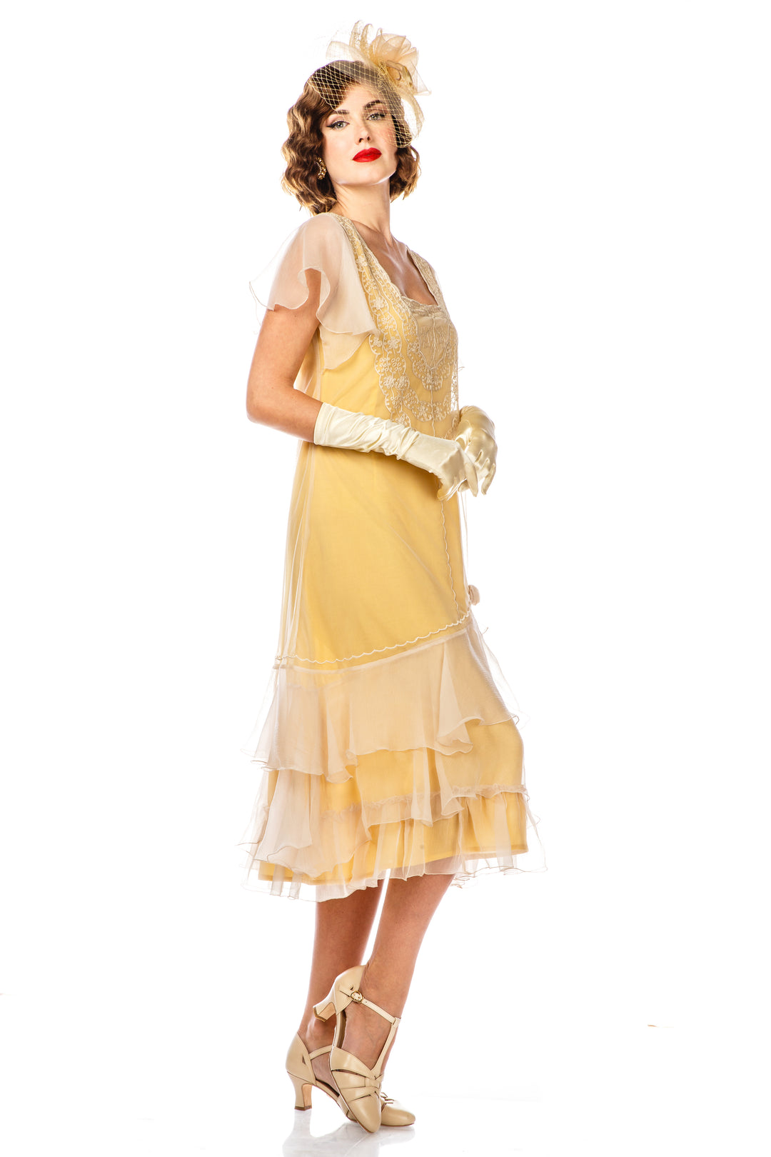 Alexa 1920s Flapper Style Dress AL-283 in Lemon by Nataya