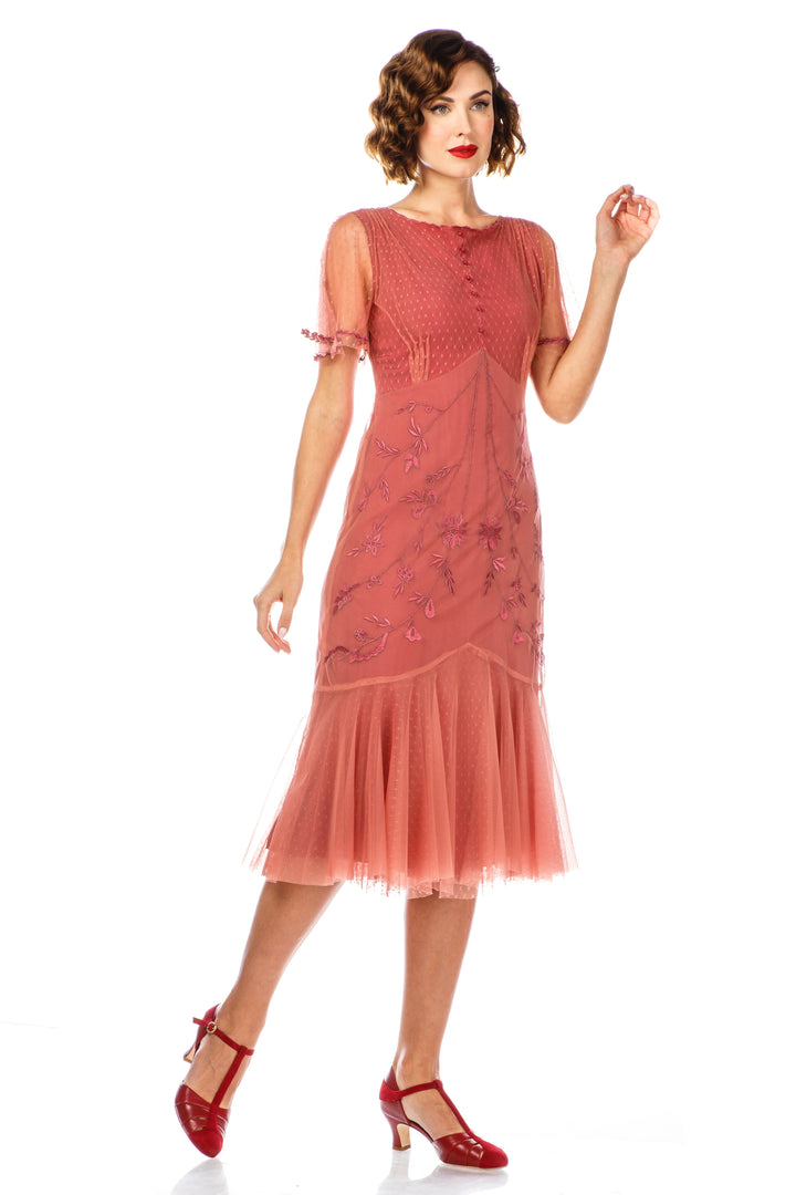 1920s Flapper Style Dress 40834 in Rose by Nataya