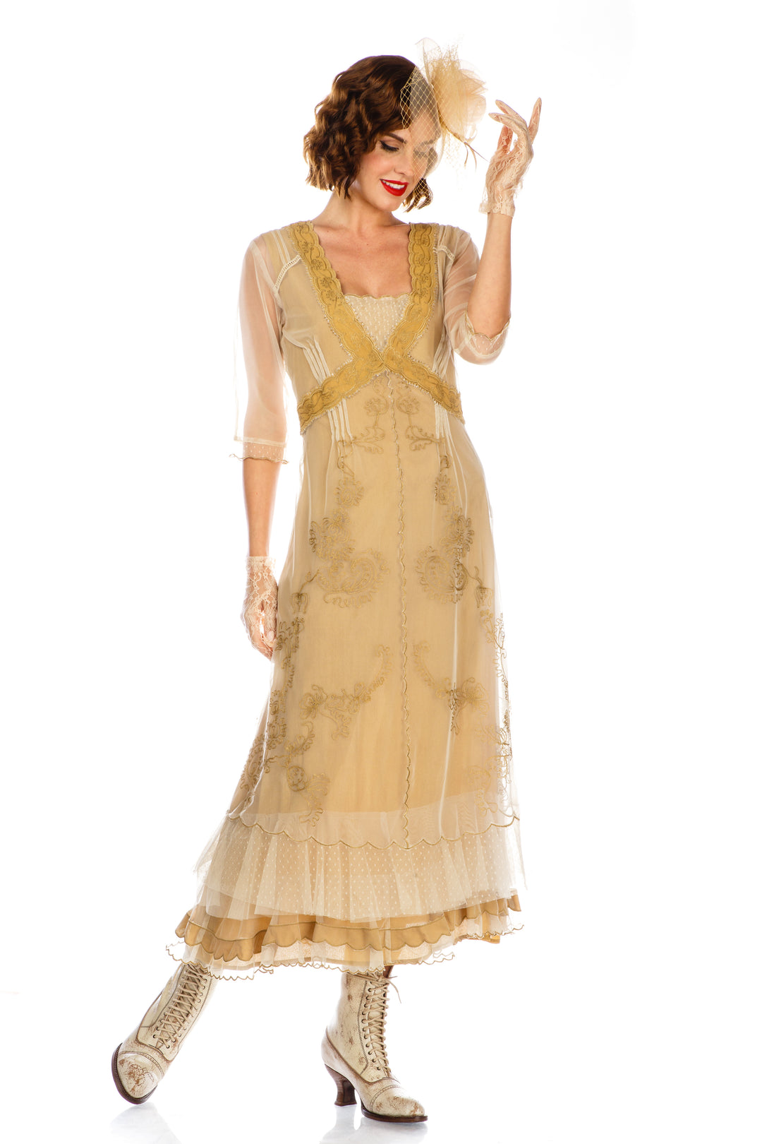 Vintage Titanic Style Dress in Gold by Nataya