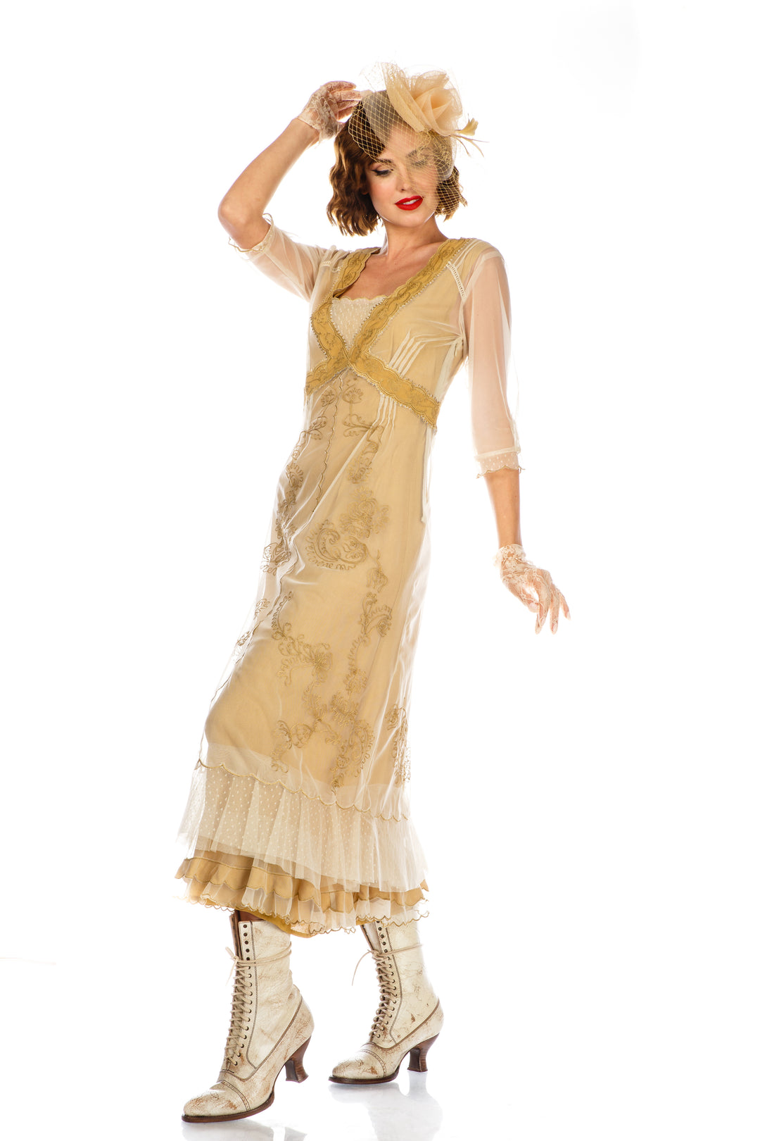 Vintage Titanic Style Dress in Gold by Nataya