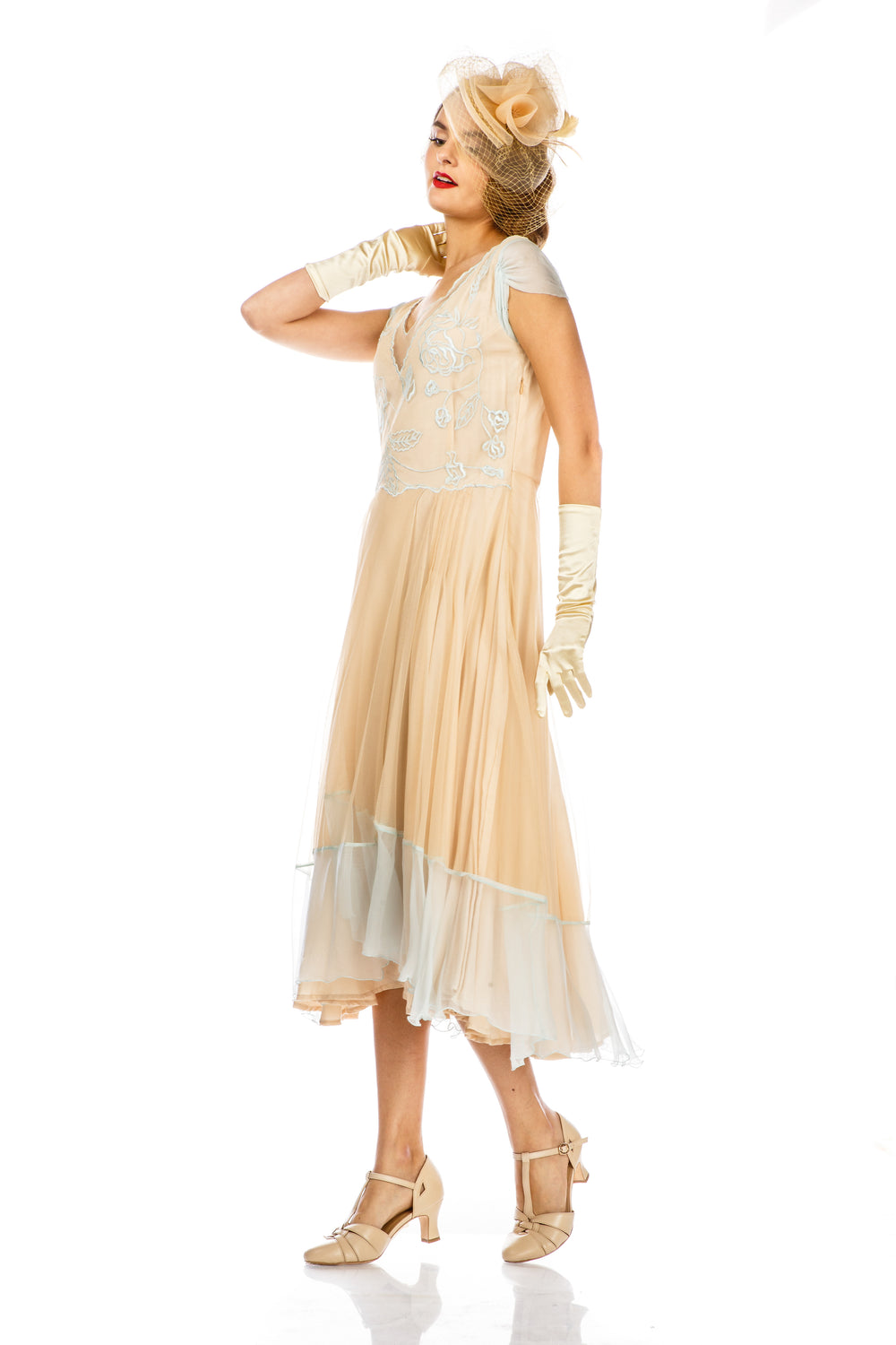 Ayla 1920s Style Wedding Dress 40822 in Nude Mint by Nataya