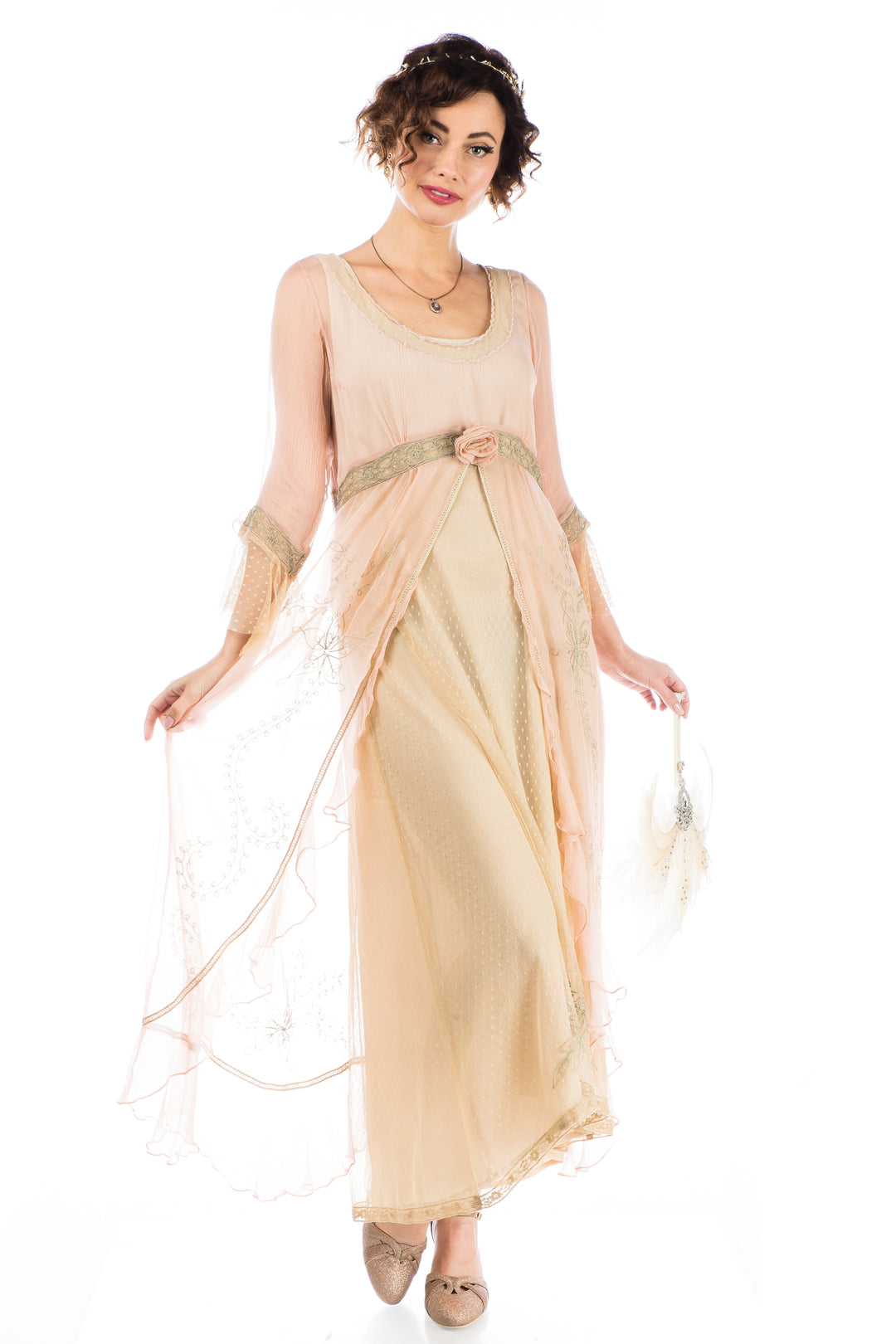 Dafna Bridgerton Inspired Dress 40836 in Peach Sage by Nataya