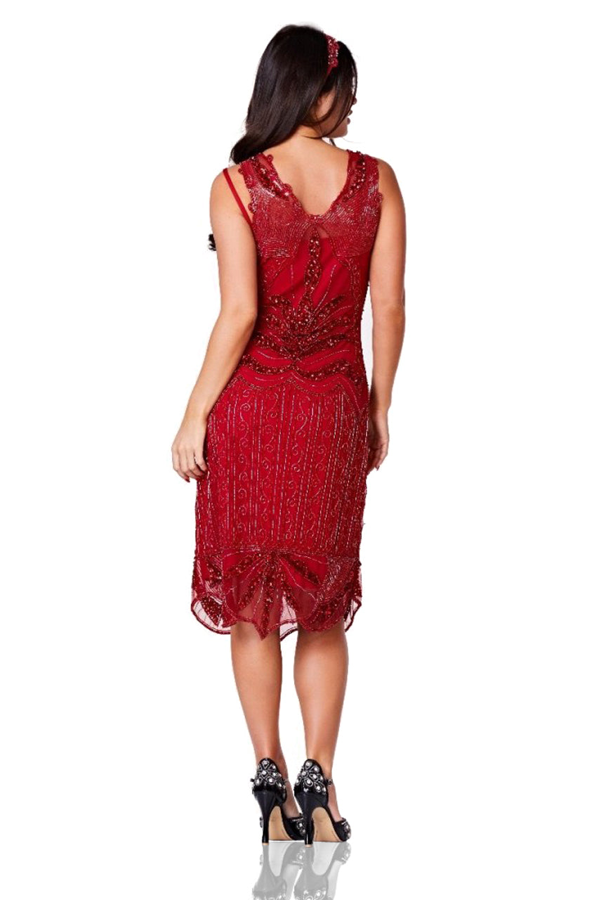 Gatsby Lady 1920s Flapper Dress in Red 1x Red