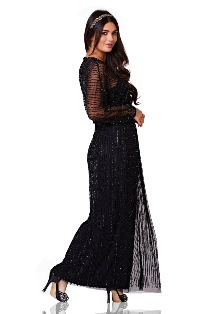 Inez 1920s Inspired Gown in Black