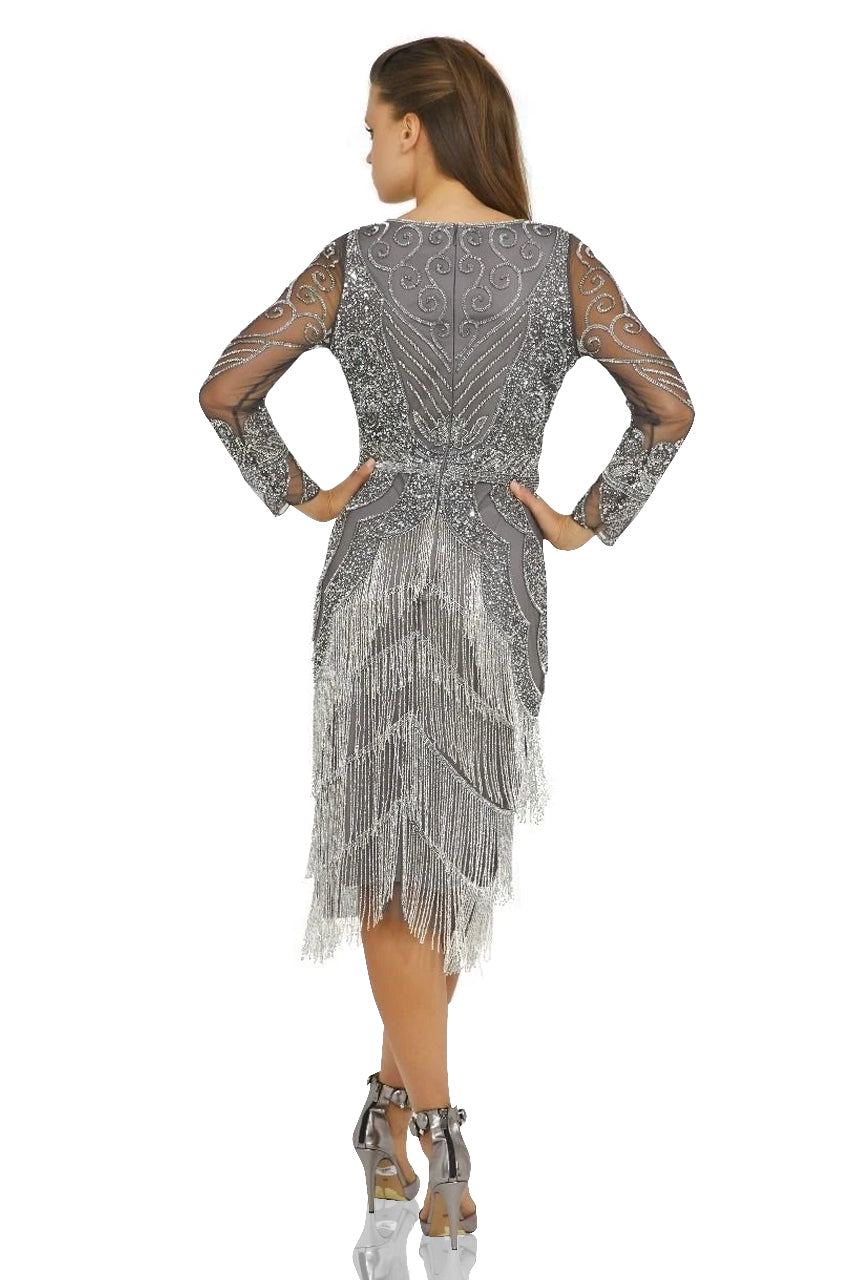 Vancouver 1920s Art Deco Dress in Slate