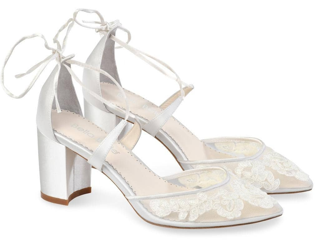 Abigail Lace Wedding Heels in Ivory by Bella Belle