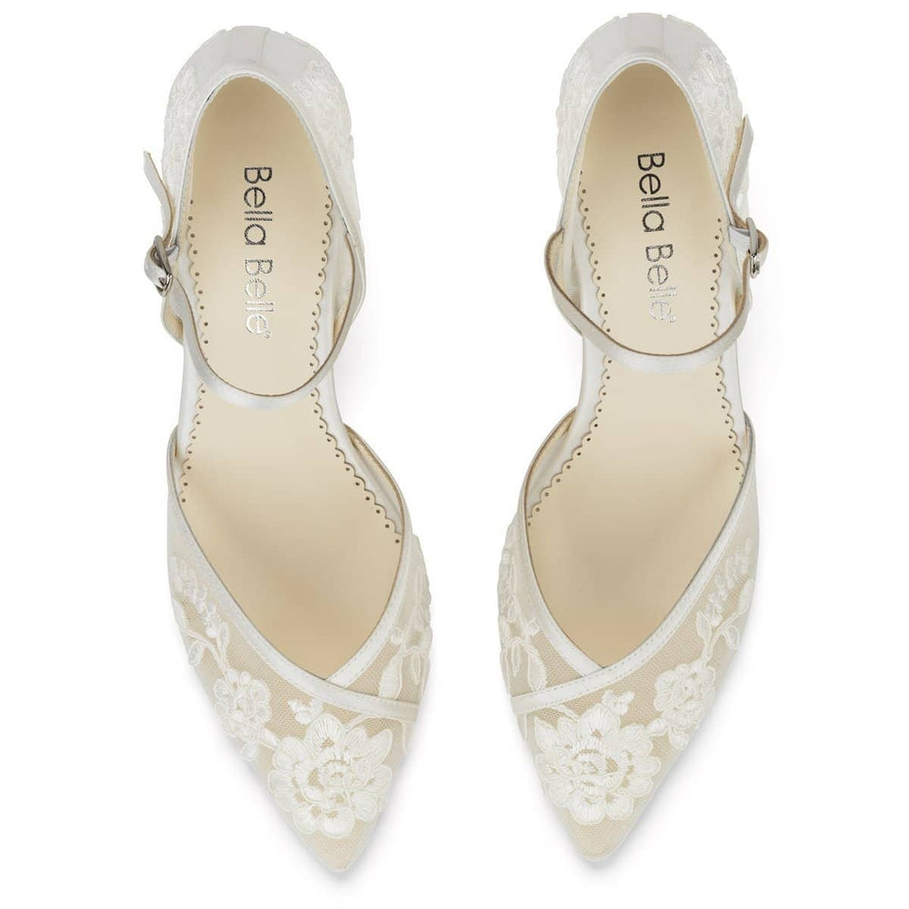 Candice Lace Wedding Heels in Ivory by Bella Belle Shoes