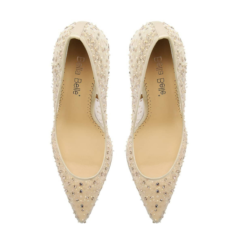 Elsa Sequin Embellished Heels in Nude by Bella Belle Shoes