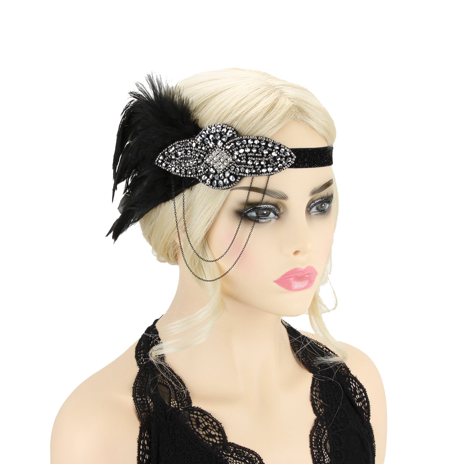 Gatsby Style Feather Headband in Black – WardrobeShop